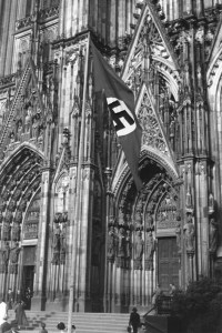 Flag flying in front of Cologne Cathedral, 1937