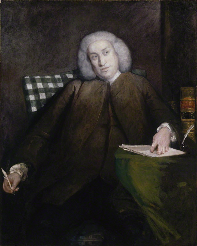 'Samuel Johnson', by Sir Joshua Reynolds. Oil on canvas, 1756–1757. 1276 mm x 1016 mm. National Portrait Gallery, London.