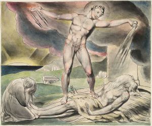 Blake - The examination of Job, Satan pours on the plagues of Job
