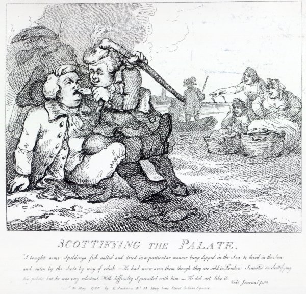 Scottifying the Palate from ‘Picturesque Beauties of Boswell, Part the First’, etched by Thomas Rowlandson, 1786 (etching) Samuel Collings—Read 