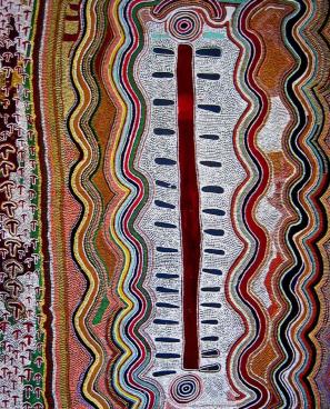 Darby Ross Tjampitjinpa, Ngapa Manu Yankirri Jukurrpa (Water and Emu Dreaming), 1989.