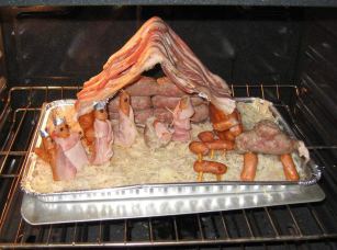 Sausage & bacon nativity scene