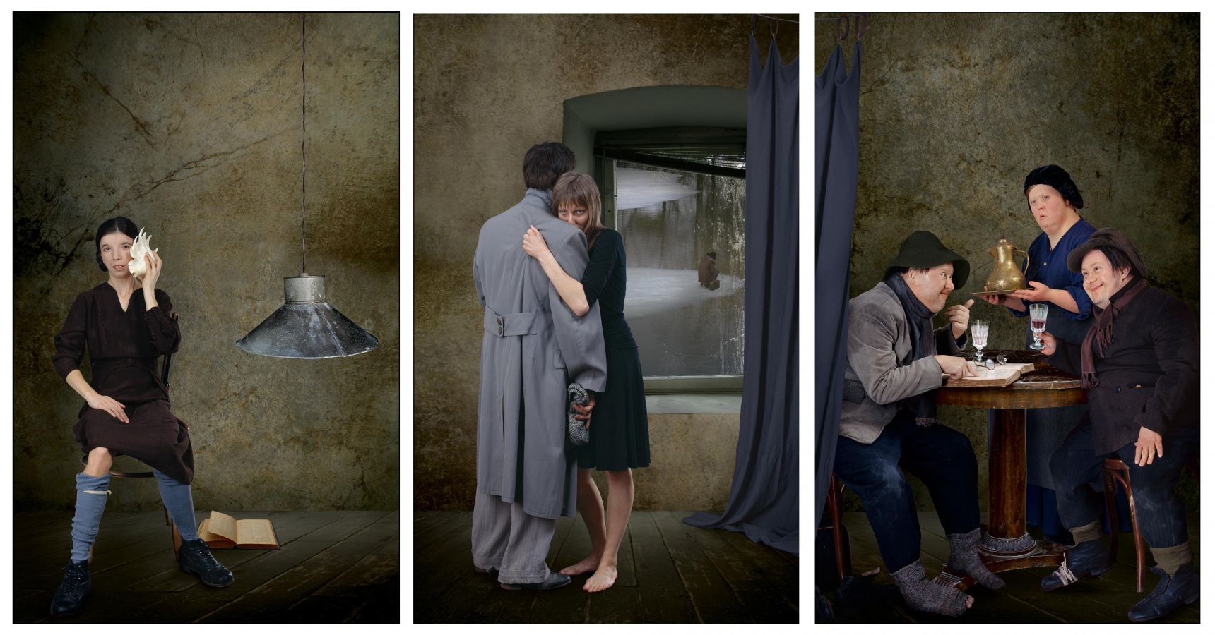 Supper at Emmaus. Triptych #1 of polyptych from 9 parts, 2007. Lambda print, Diasec on Dibond, wood frame, 191 × 363 cm.jpg